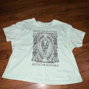 Botica Sonora Mint Green Elephant Graphic Tee Size Medium
